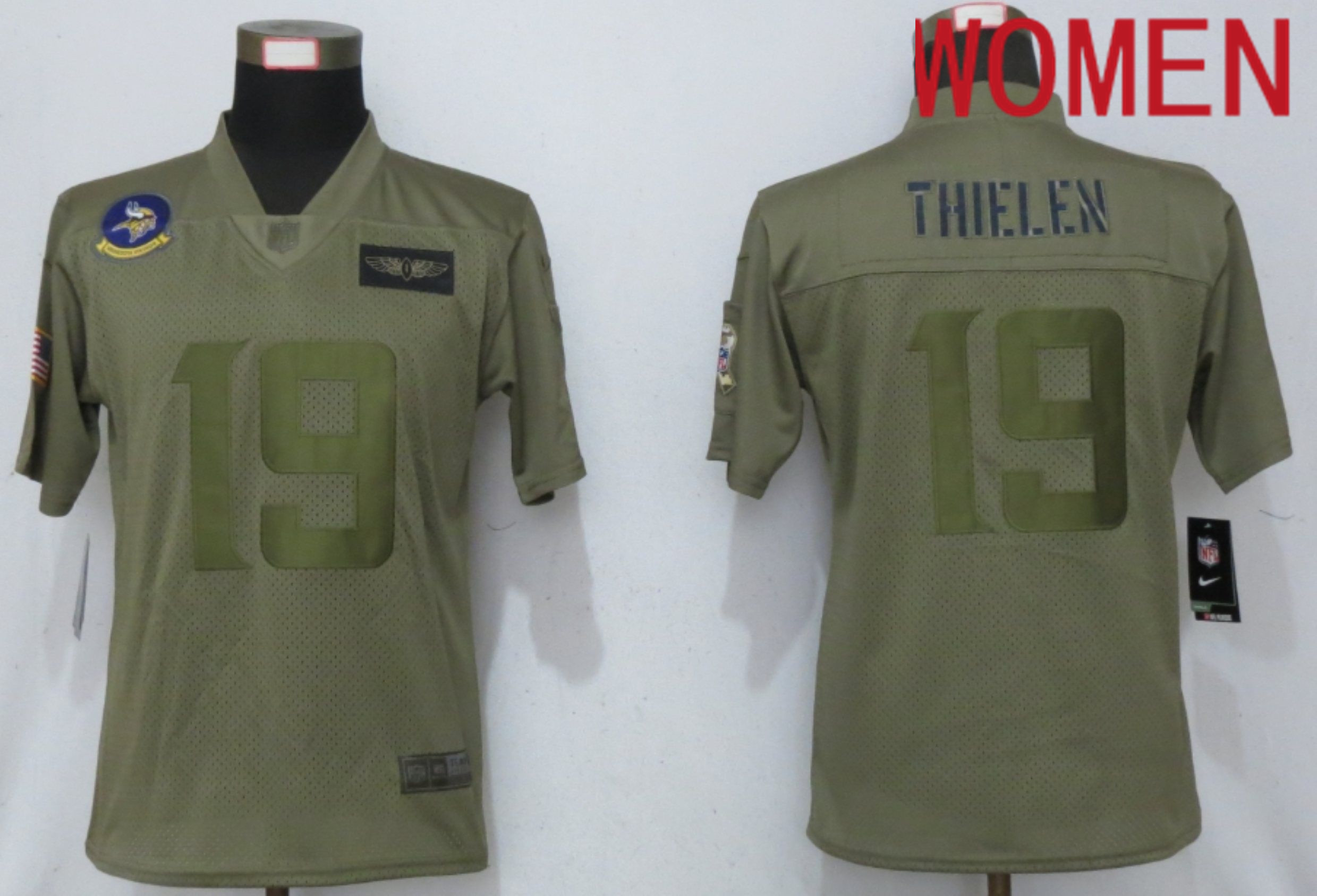 Women Minnesota Vikings #19 Thielen Nike Camo 2020 Salute to Service Elite Playe NFL Jersey->minnesota vikings->NFL Jersey